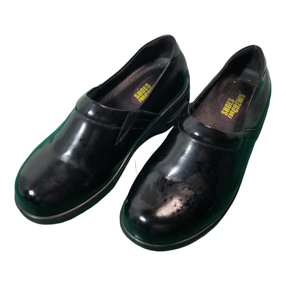 Shoes For Crews Wm. 8 Black Patent Leather Air Clogs Slip & Oil Resistant Soles - Picture 3 of 8